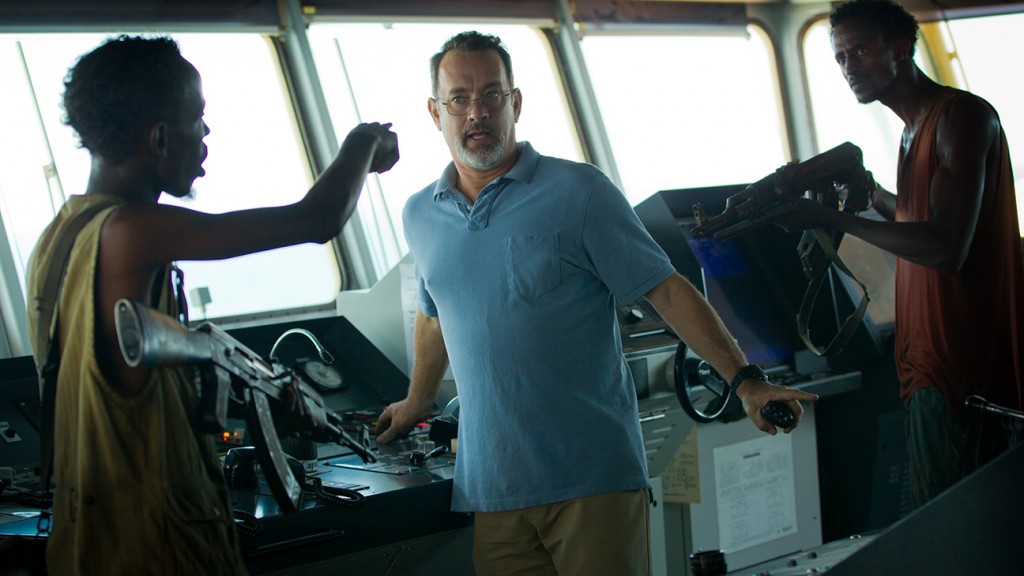 L-R, Barkhad Abdi, Tom Hanks and Faysal Ahmed star in Columbia Pictures' "Captain Phillips."